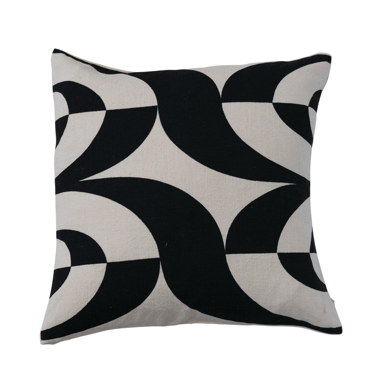 Printed Pillow, Blk/Wht/18"
