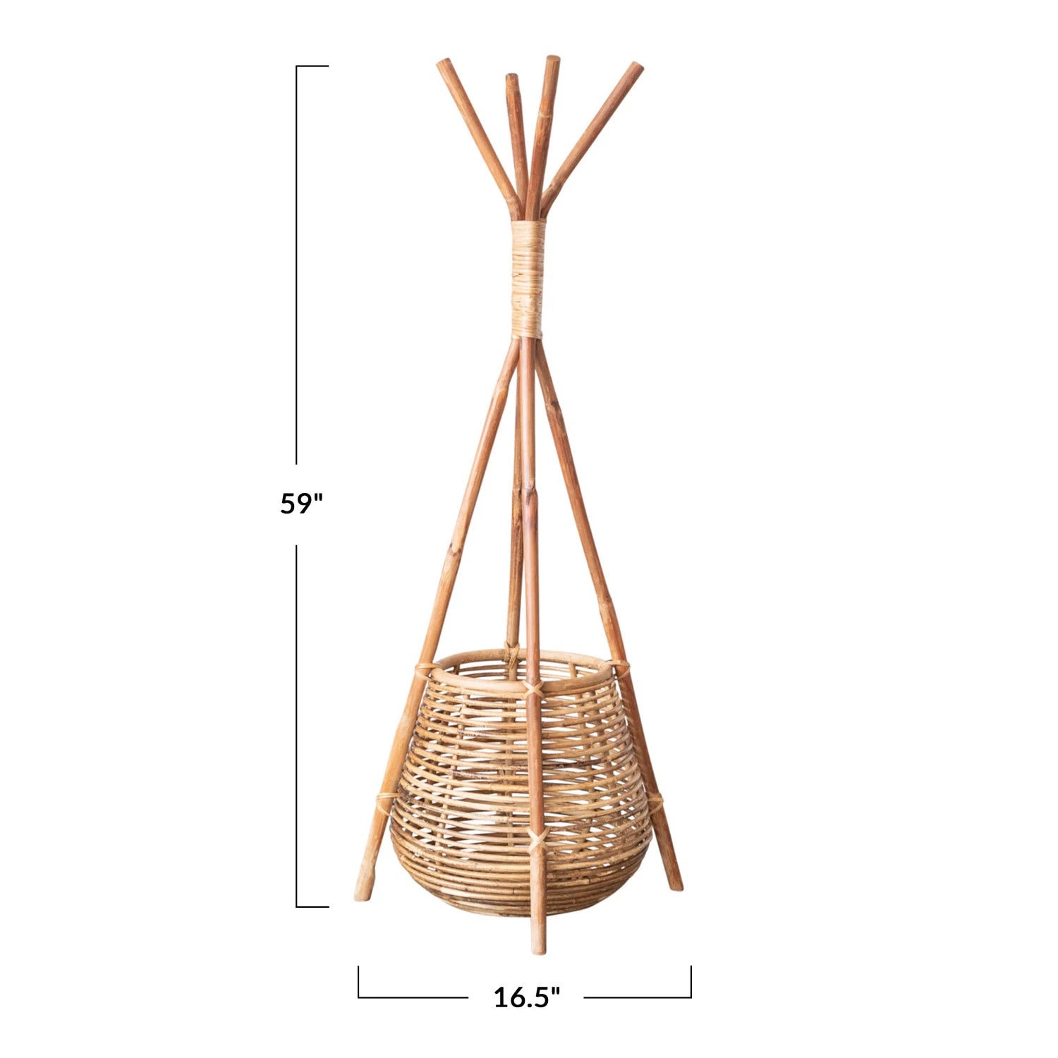 Rattan Coat Rack w/ Basket