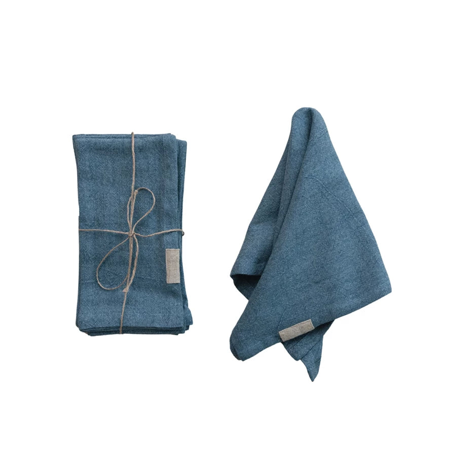 St/4 Tied Blue Linen Napkins