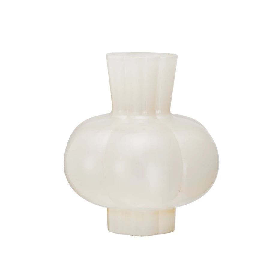 Opaque Yellow Pleated Vase