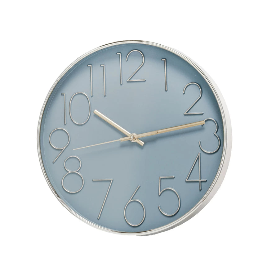 Grey/Gold Plastic Wall Clock