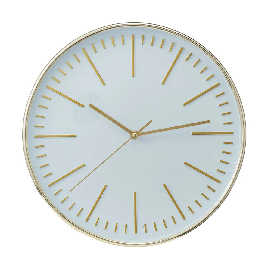 Wht/Gold Plastic Wall Clock