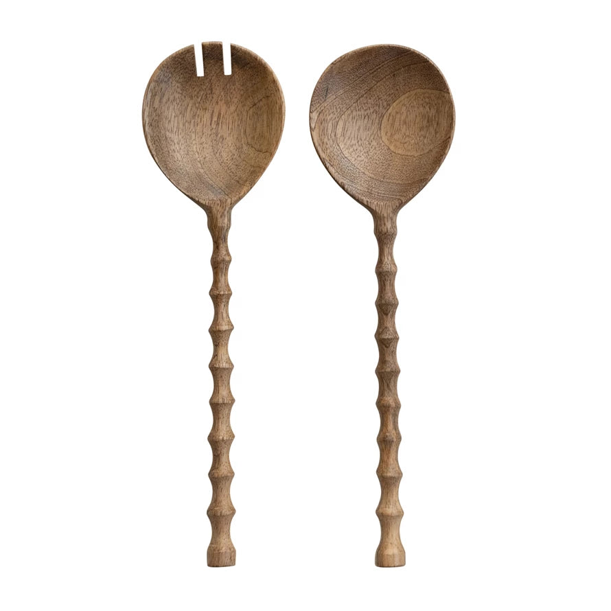 St/2 Mango Wood Salad Servers