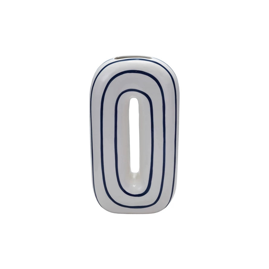 O-Shaped Vase, Wht & Navy
