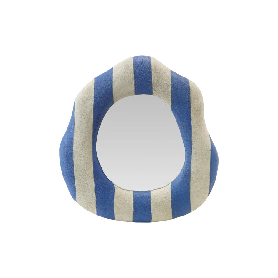 Blue/Wht Striped Mirror, 15x15