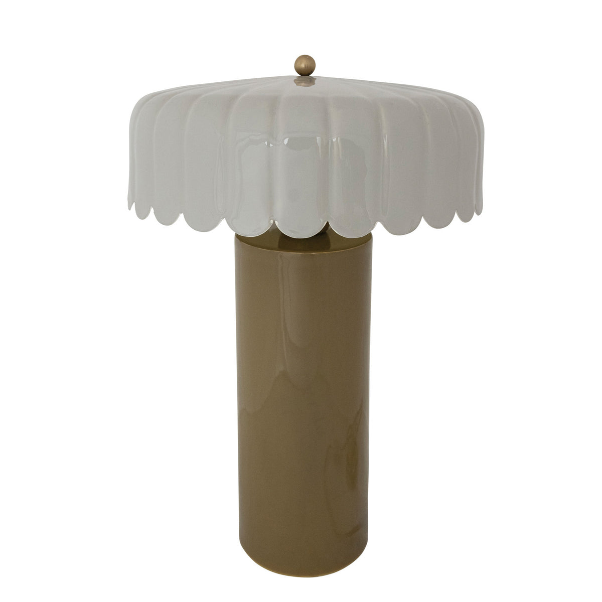 Olive Lamp, Scalloped Shade