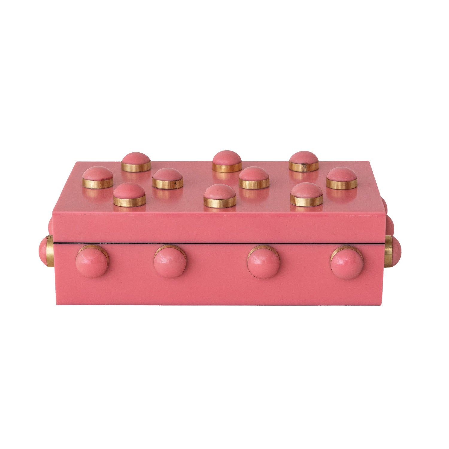 Brass Studded Box, Pink/Gold