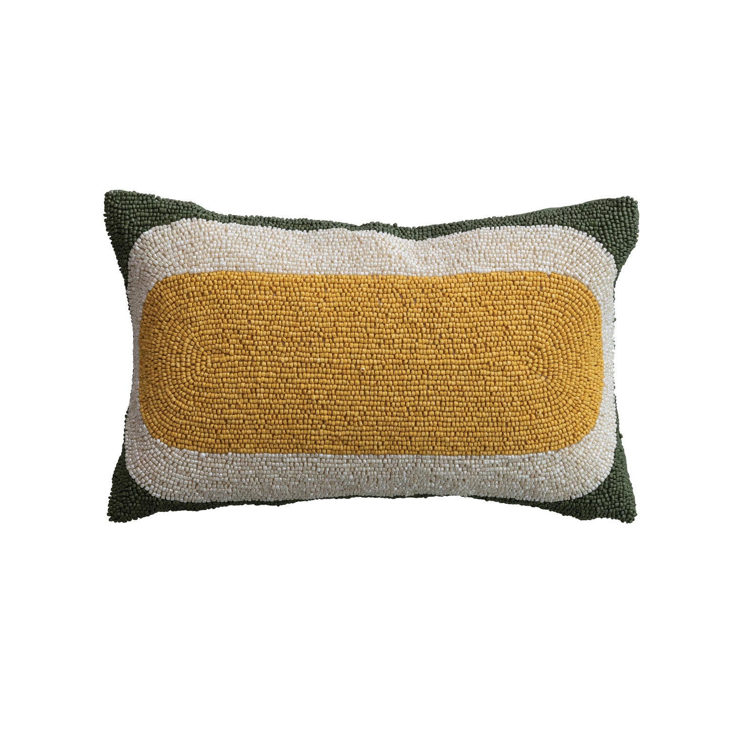 Fabric Beaded Pillow, Y/WH/GN
