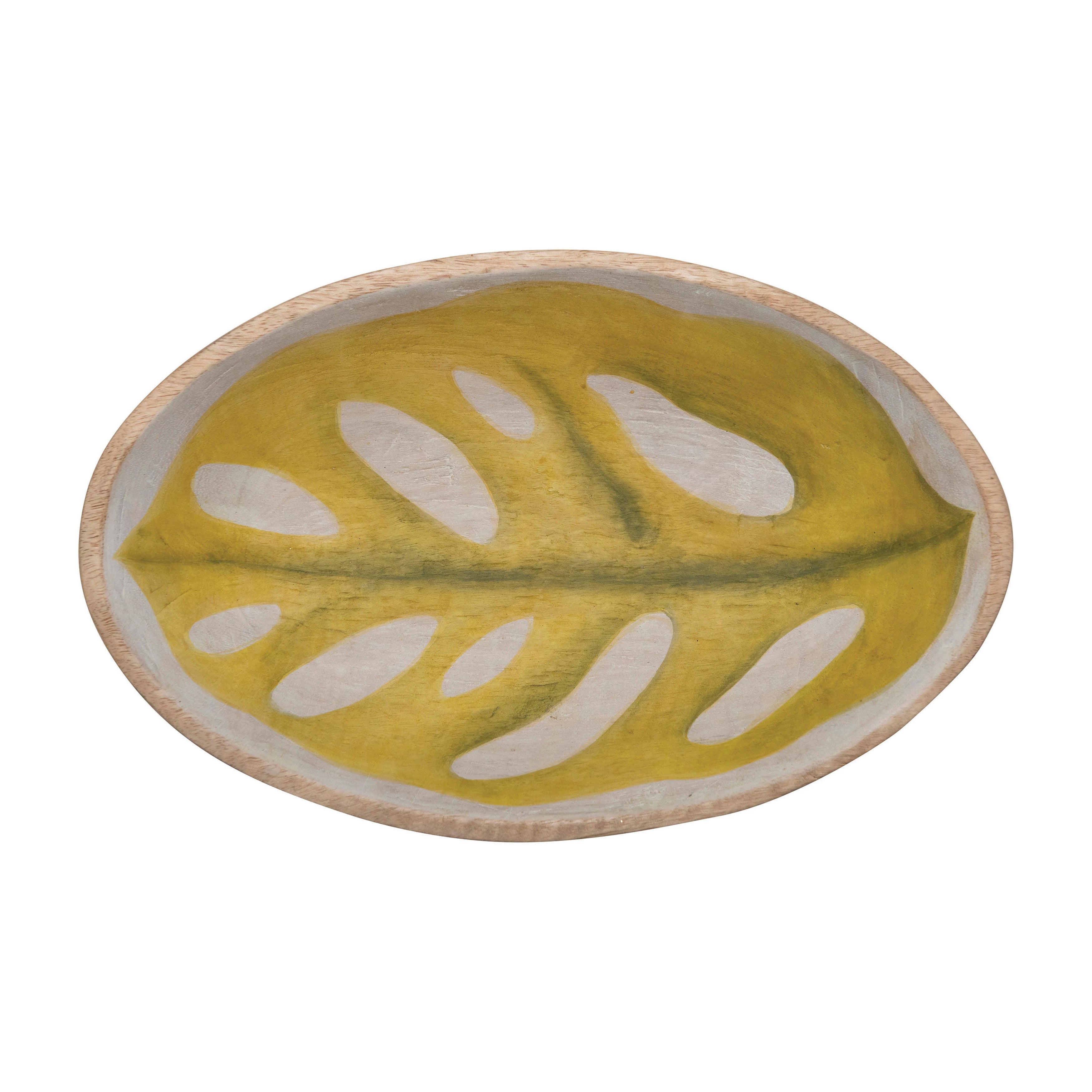 Mango Wood Leaf Bowl - Yellow