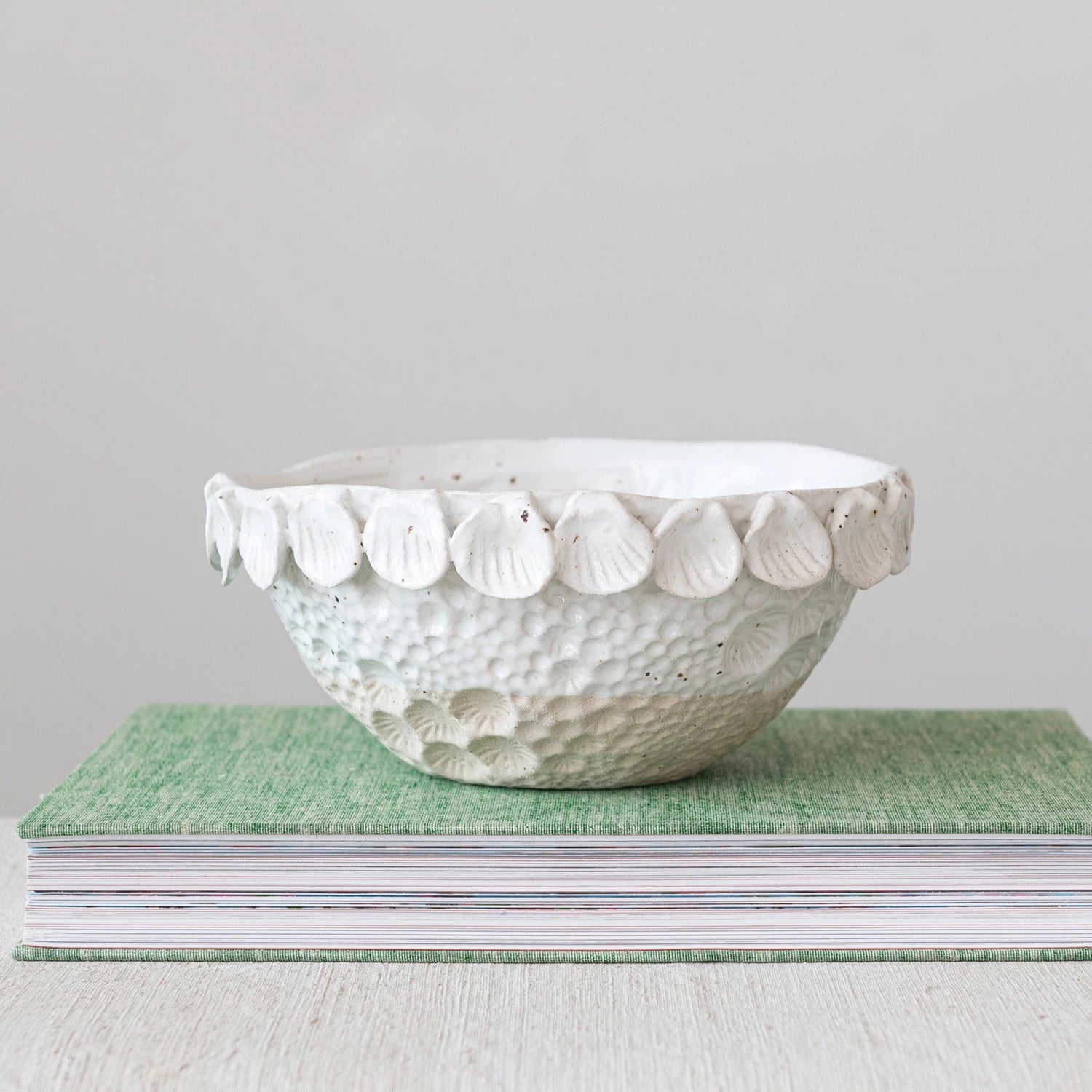 Stoneware Bowl w/ Shell Trim