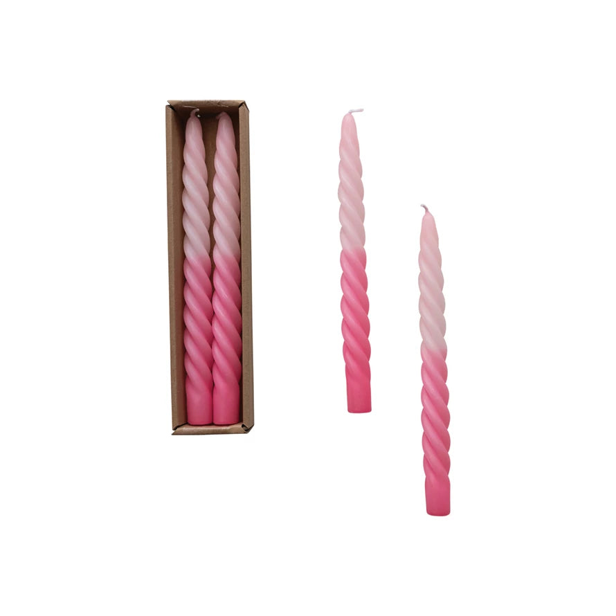 10" Twisted Tapers -Pink Ombre