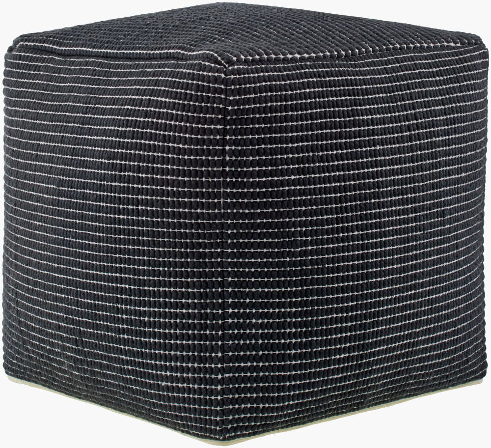 Black Chunky Grid Pouf