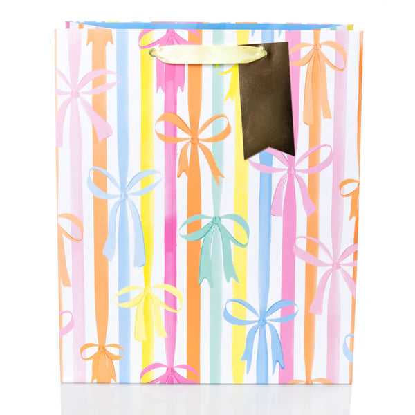 Bright Bow/Stripes Lg Gift Bag