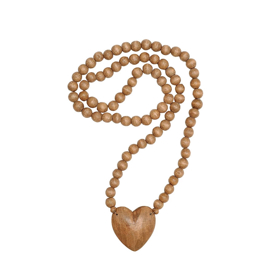 Hand -Carved Rosary w/ Heart
