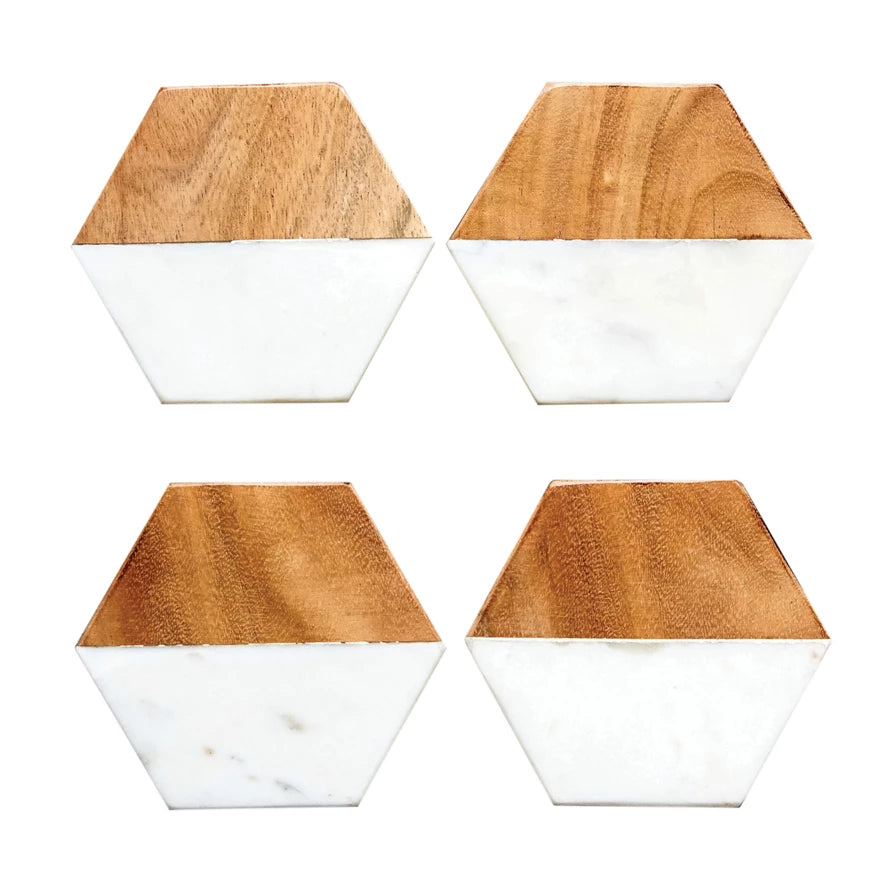 St/4 Wood Hexagon Coasters