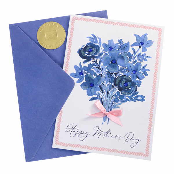 Blue Floral Mothers Day Card
