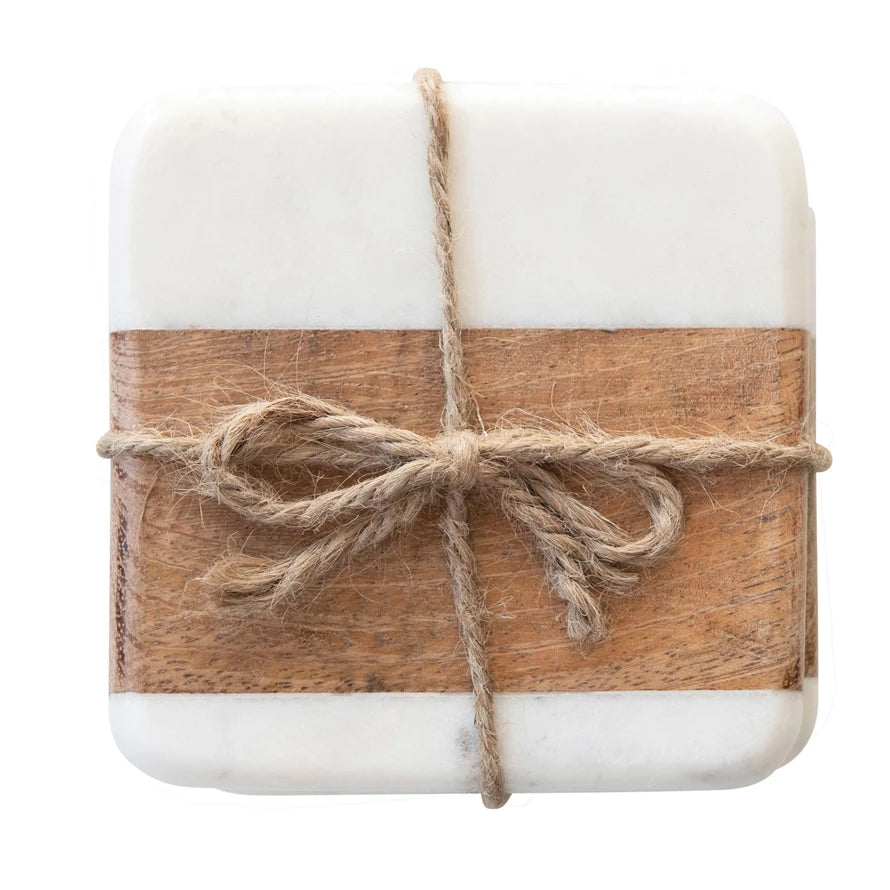 Marble & Acacia Wood Coasters