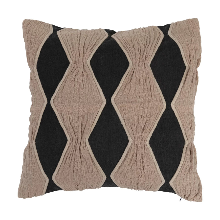 Tan/Blk Diamond Pattern Pillow