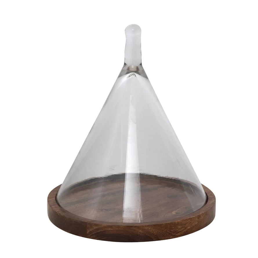 Cone Shaped Cloche w/Wood Base