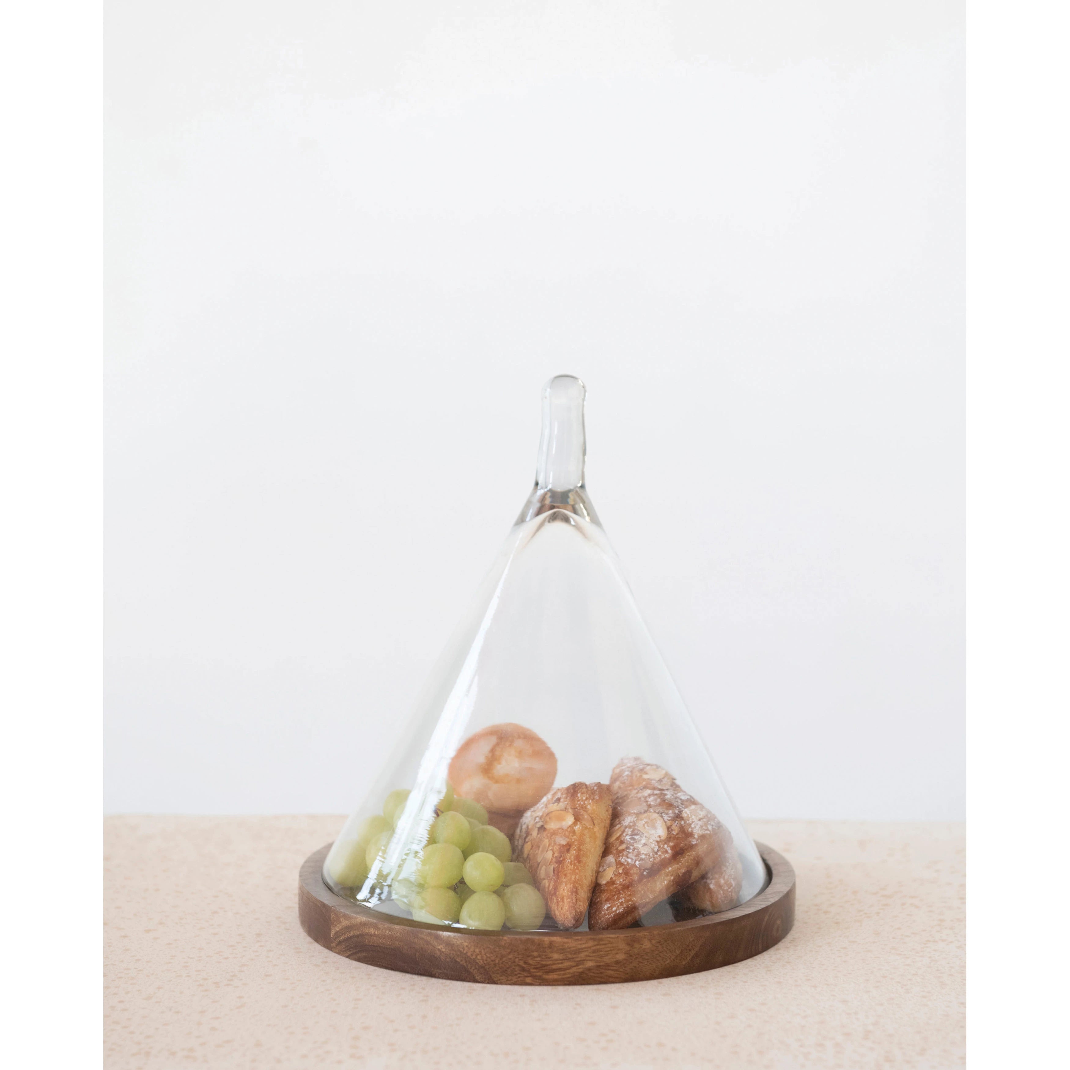 Cone Shaped Cloche w/Wood Base