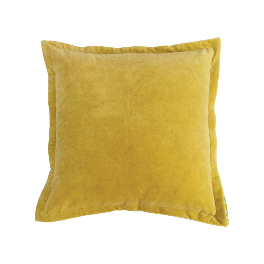 22" Velvet Pillow, Palm Edge