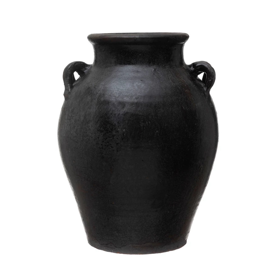 Distressed Black Clay Jar