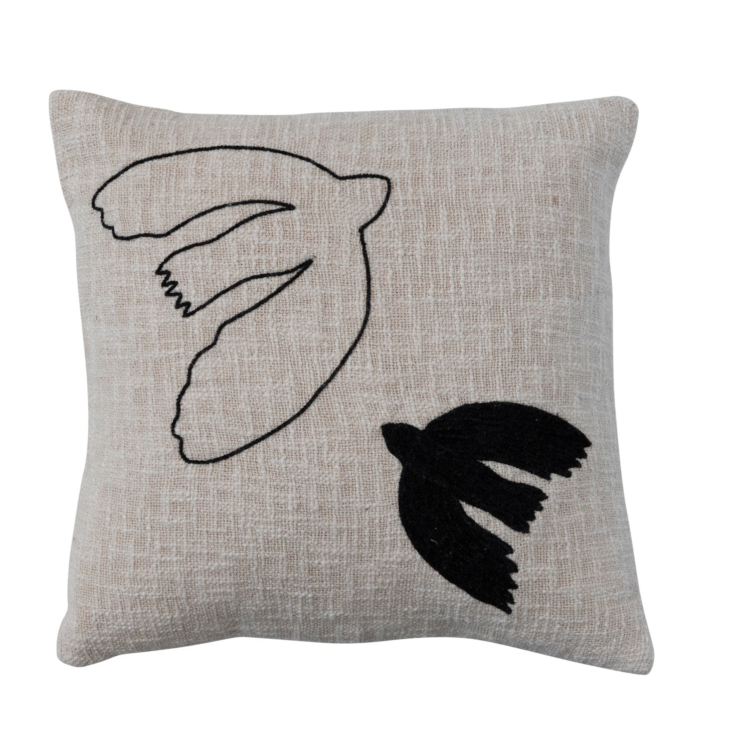 Blk/Wht Doves Pillow, 18"