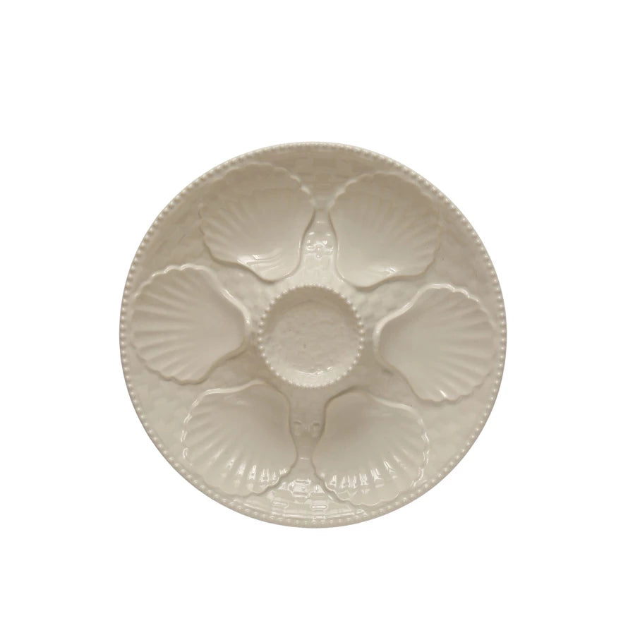 Stoneware Oyster Plate - White