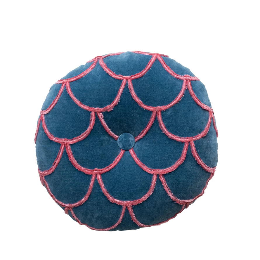 18" Round Blue/Pink Pillow