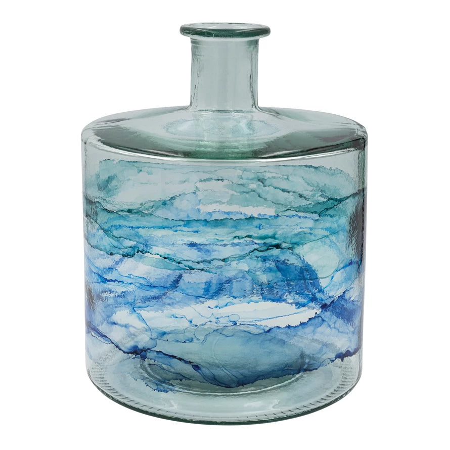 Recycled Glass Vase - Blue Omb