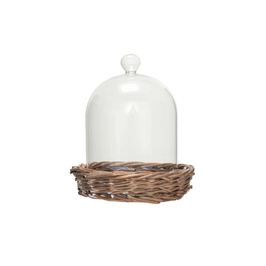 Glass Cloche w/Woven Base