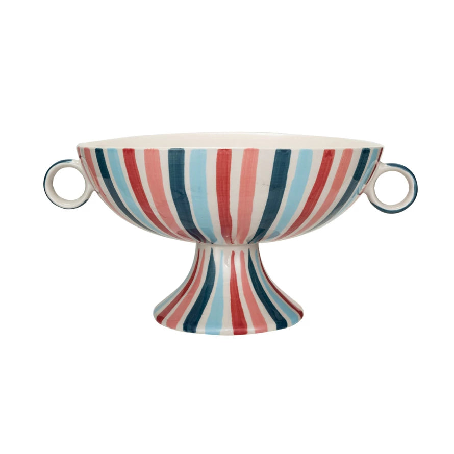 Multi-Color Stripe Footed Bowl