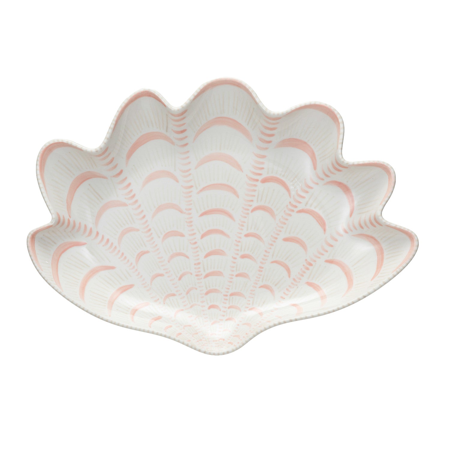 10" Pink&Wh Shell Shaped Plate