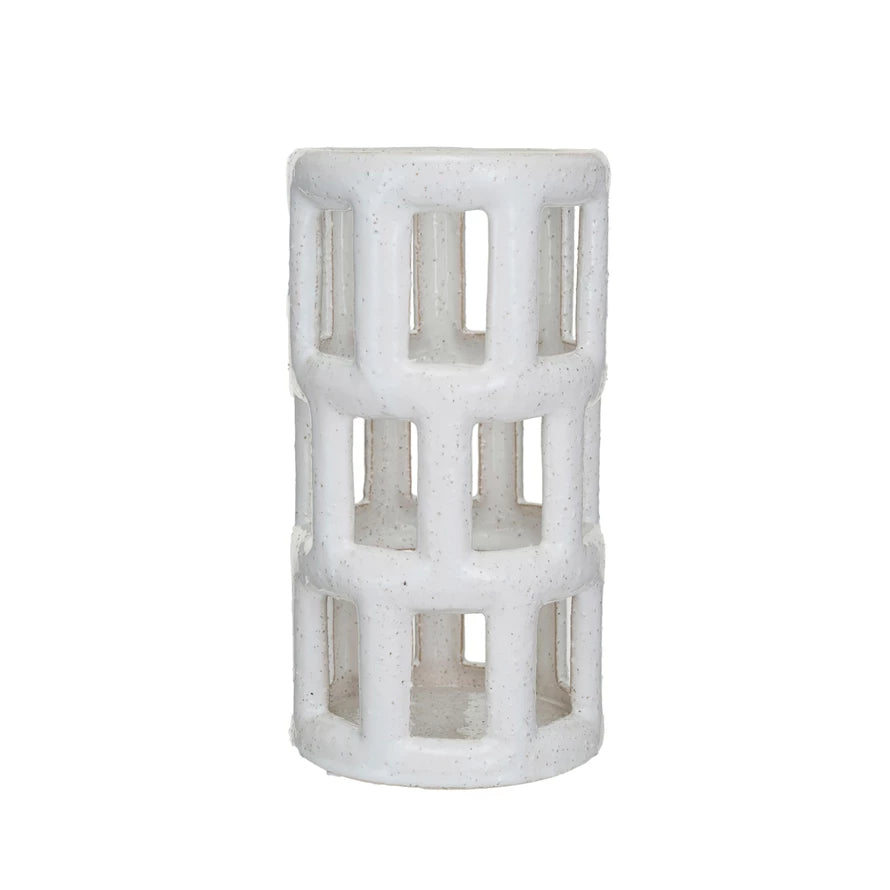 White Open Work Vase/Lantern