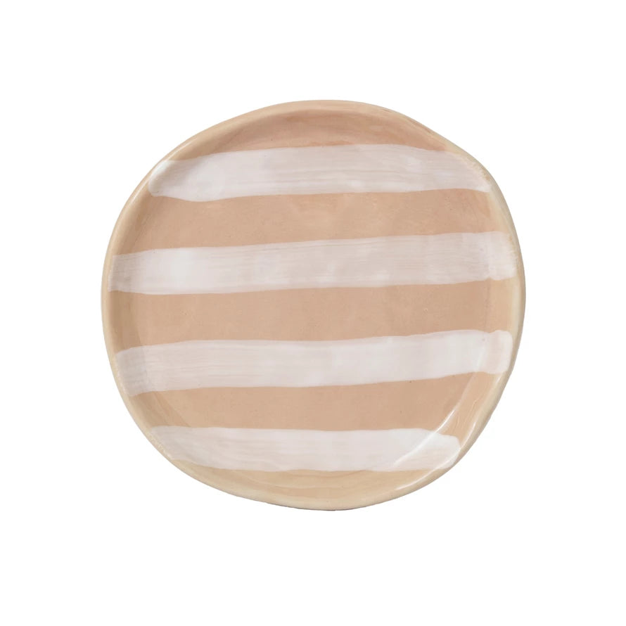 6" Stoneware Plate w/ Stripes