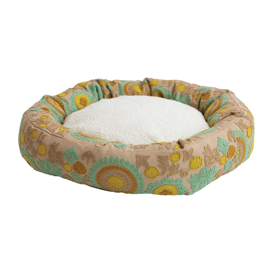 Br./Mint Round Sherpa Pet Bed