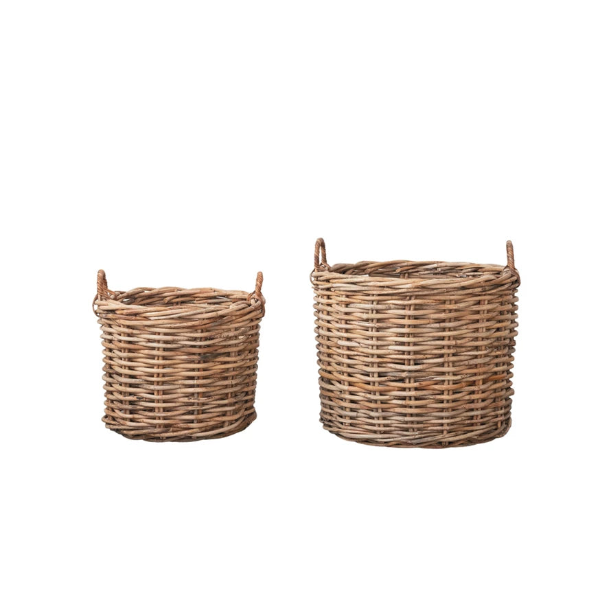 Round Rattan Basket w/Handle