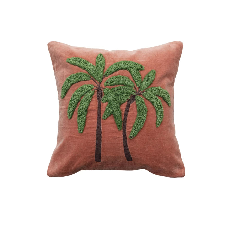 Pink Pillow w/ Palm Trees