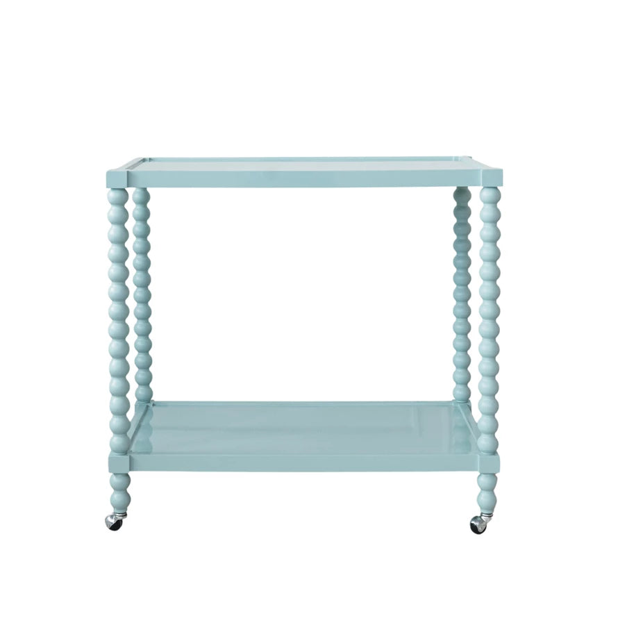 Blue 2-Tier Bar Cart/Casters