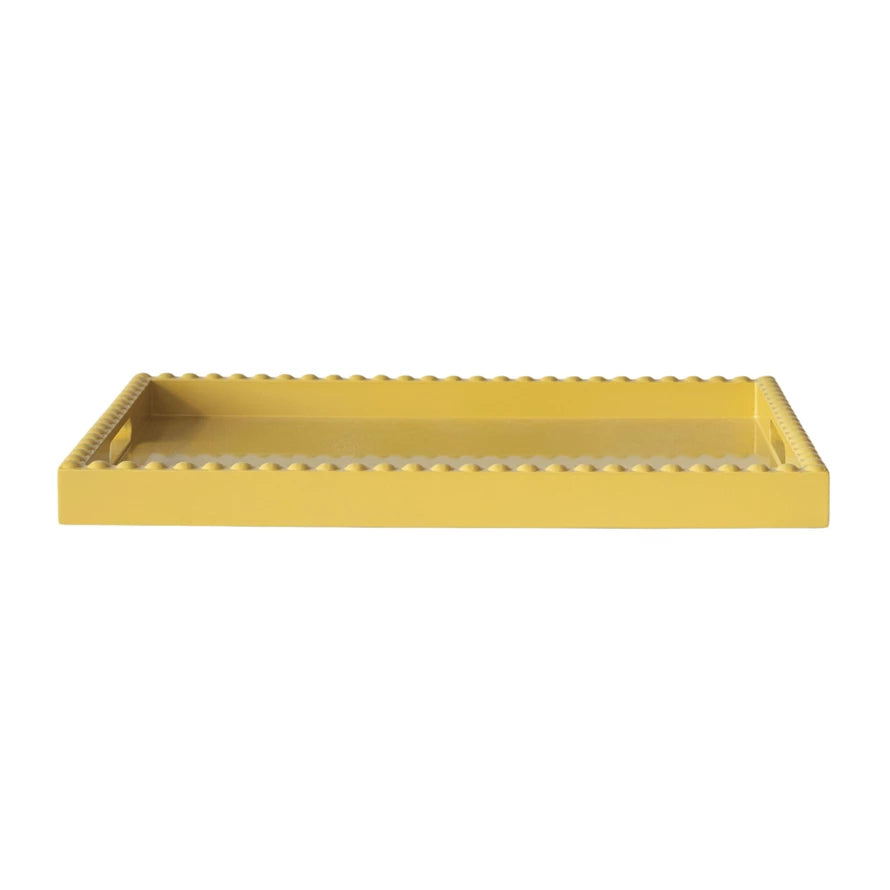 Yellow Lacq Tray, Hobnail Edge