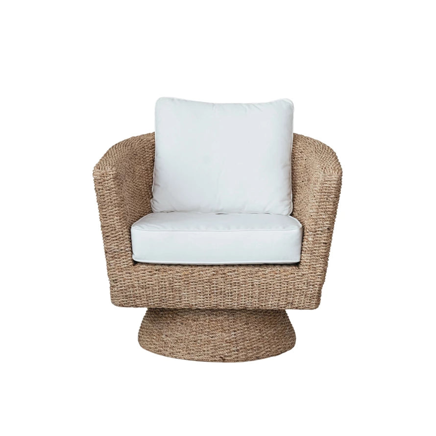 Nat/Wht Swivel Chair w/Cushion