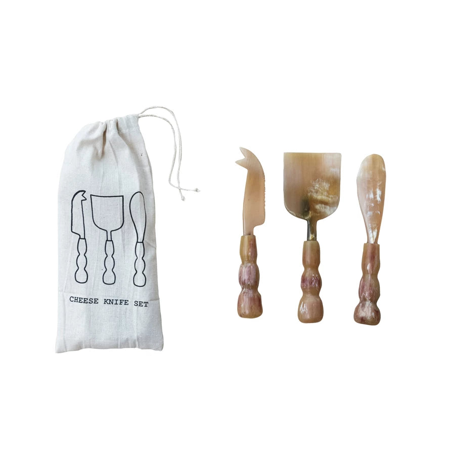 St/3 Bag Horn Cheese Servers