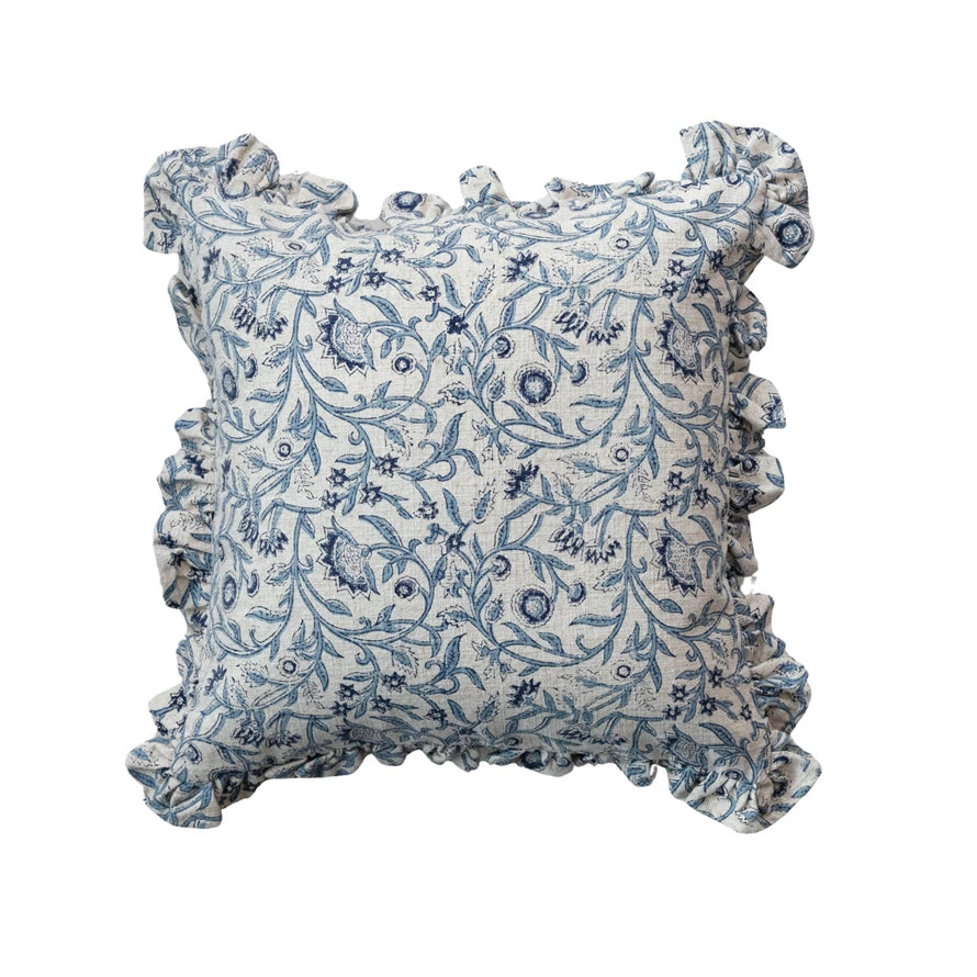 Blue Ruffled Edge Pillow