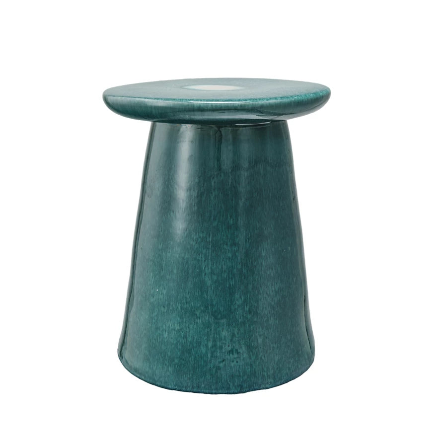 Teal Stoneware Table/Stool