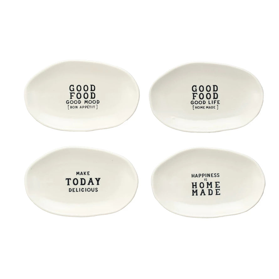 5x3 Blk/Wht Dish w/ Saying