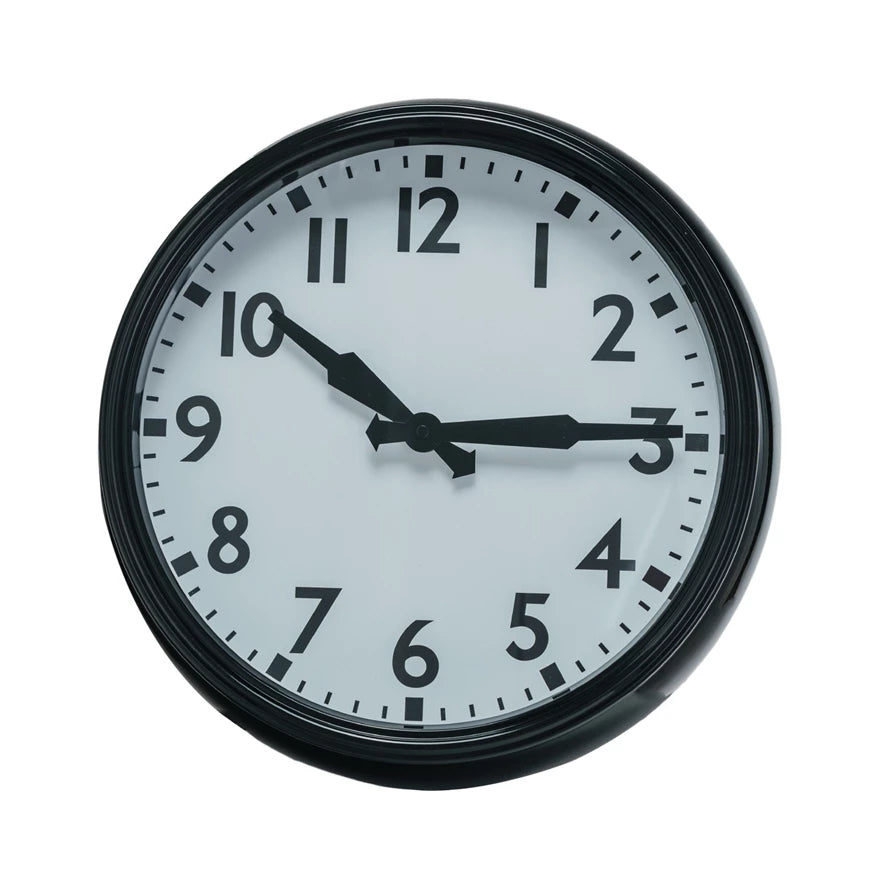 Blk/Wht Metal Wall Clock