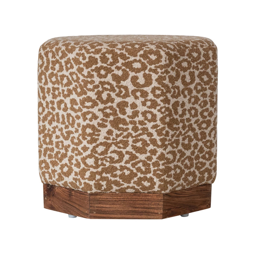 Brown/Cream Leopard Ottoman