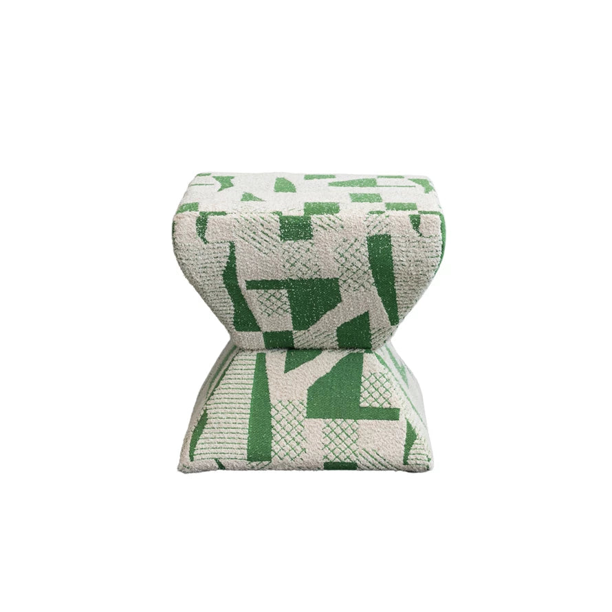 Cream/Green Geometric Ottoman