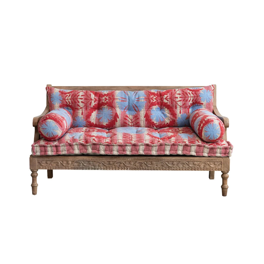 Suzani Sofa/Carved Mango Wood