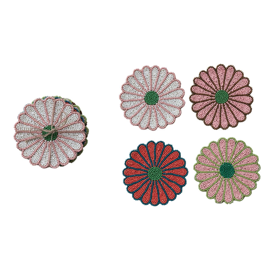 St/4 Beaded Flower Coasters